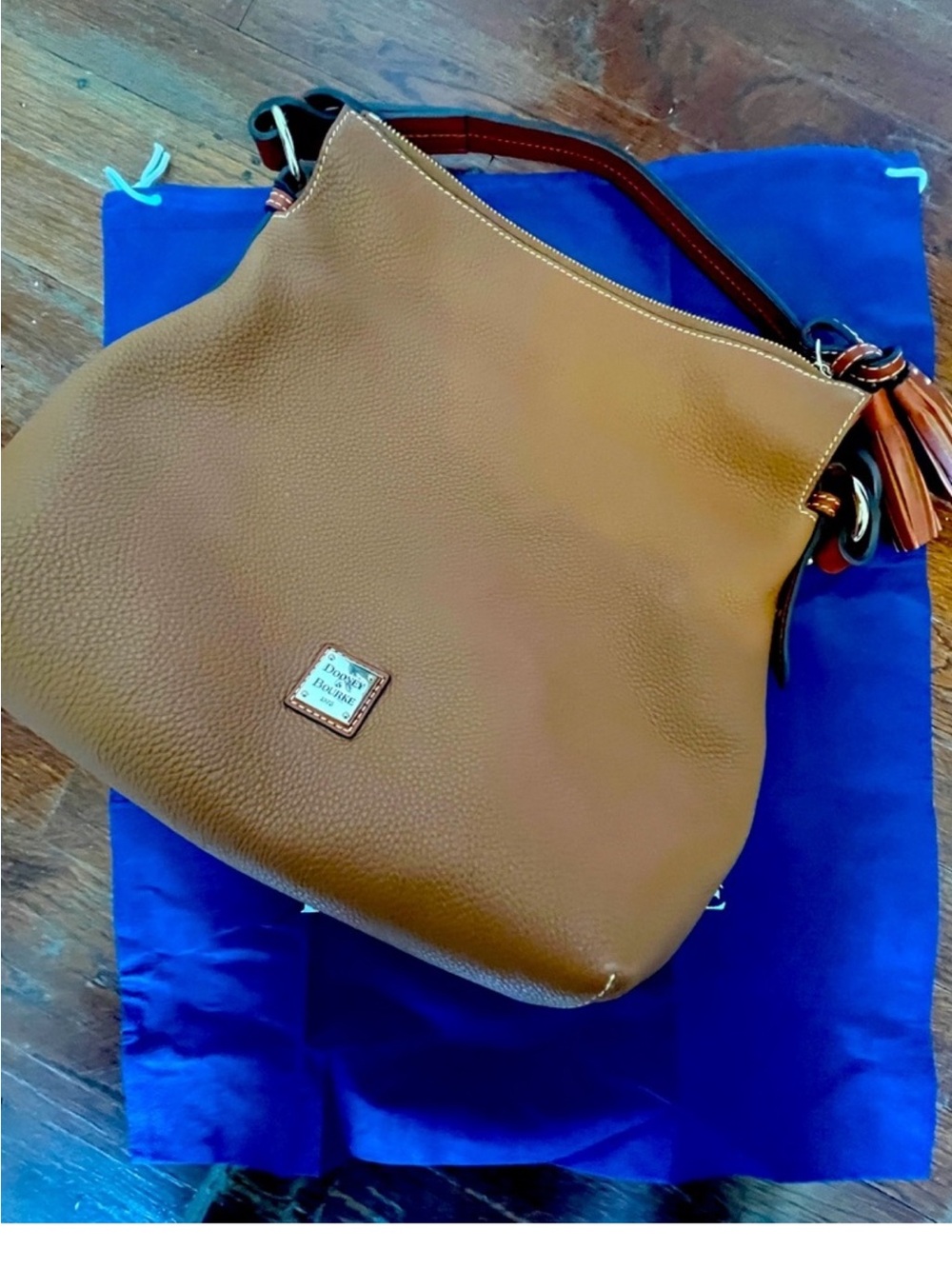 Dooney & Bourke Pebble Leather Shoulder Hobo in Tan